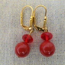 Koši sarkani pērļu auskariņi 